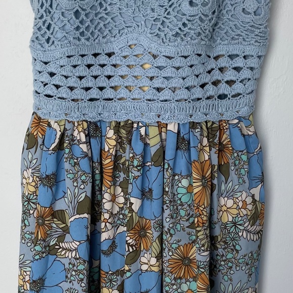 B.O.G. Collective size S crochet top floral lightweight mini dress boho - Picture 2 of 13